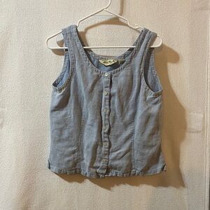 Eddie Bauer Blue Sleeveless Button-Up Tank Top